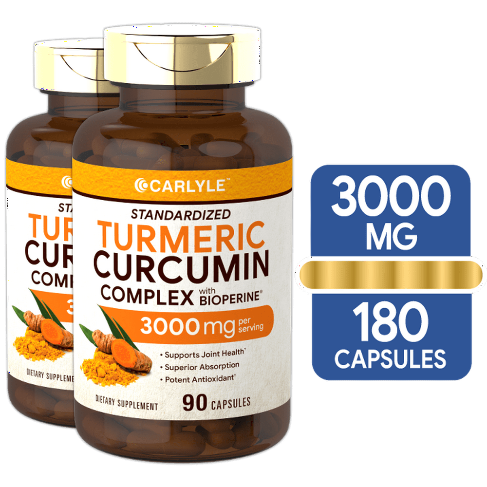 Turmeric Curcumin with Bioperine 3000mg 180 Capsules Max Strength