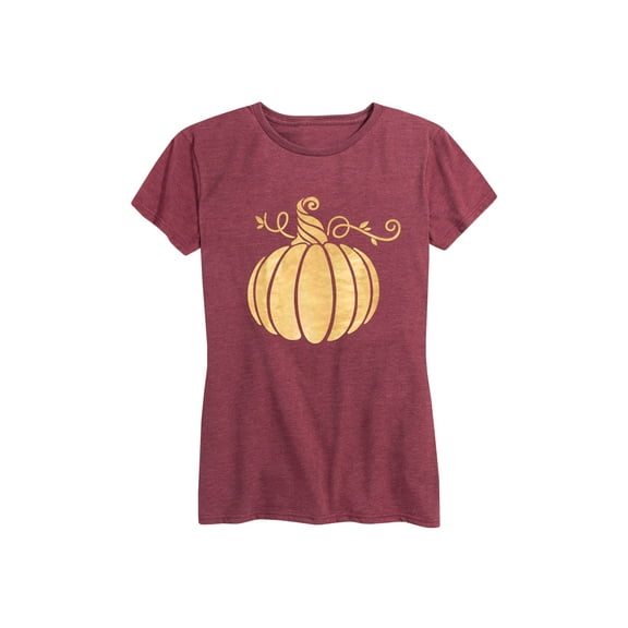 Instant Message - Pumpkin Silhouette Gold Foil - Women's Short Sleeve Graphic T-Shirt
