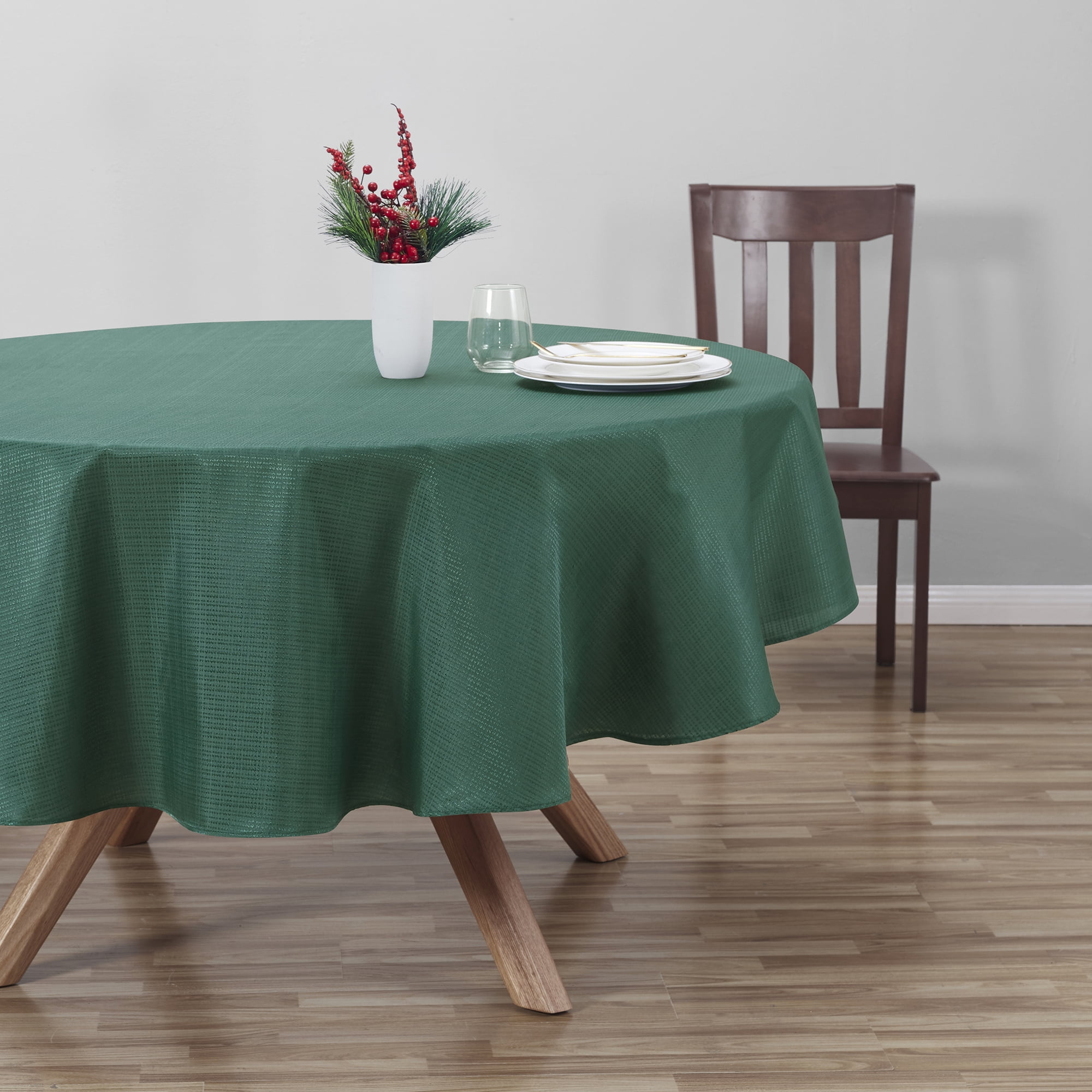 Holiday Time Christmas Forest Pine Tablecloth, Festive Xmas Décor 70" Round