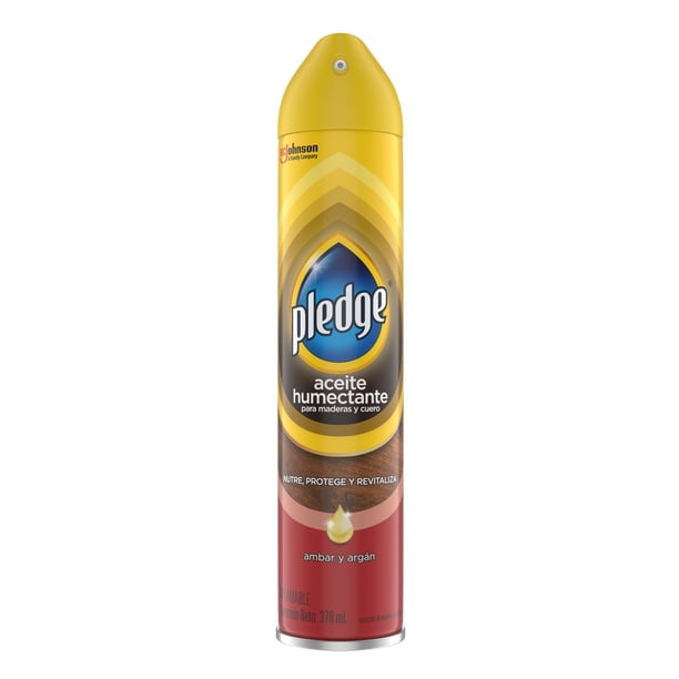 Lustrador Renovador de Muebles de Madera y Cuero en Aerosol Pledge Ambar y Argán 378 ml