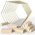 thumbnail image 2 of 10 guirnaldas de anillos de hierro hexagonales de metal + 10 guirnaldas artesanales de decoración de mesa de boda con base de madera, 2 of 5