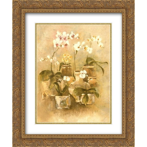 Arrangement Of Orchids II 2x Matted 15x18 Gold Ornate Framed Art Print by Cheri Blum