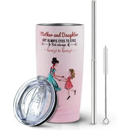 

Daughter Gifts Tumbler with Straw and Lid 20 oz Double Wall Stainless Steel Vacuum Insulated Coffee Wine Tea Travel Mug for Women