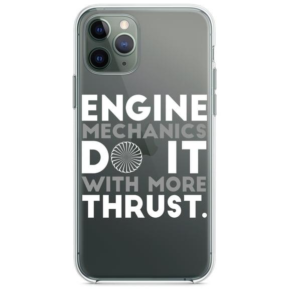 DistinctInk Clear Shockproof Hybrid Case for iPhone 13 Pro MAX (6.7" Screen) - TPU Bumper Acrylic Back Tempered Glass Screen Protector - Engine Mechanics Do It With More Thrust