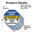 thumbnail image 2 of Security Alert Private Property No Trespassing 24 Hour Video Surveillance (5 Pack) 4 inch X 4 inch Octagon Vinyl Label Decal Sticker Weather Resistant, UV Protected for Workplace, Made, 2 of 5