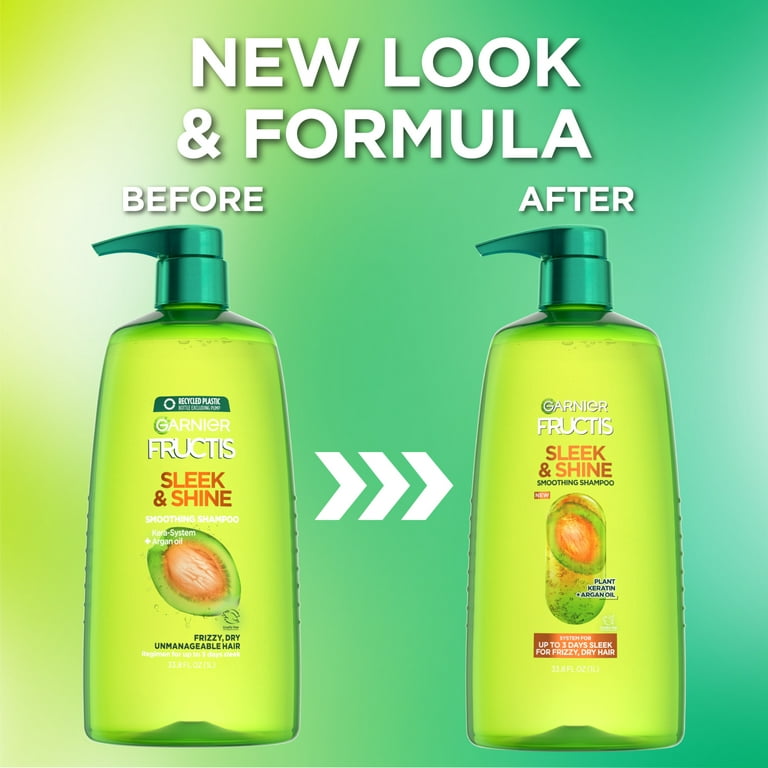 fl & Smoothing Keratin, Sleek Fructis Plant Shine 33.8 Garnier with oz Shampoo