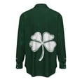 thumbnail image 4 of LEKWK St Patricks Day Shirt Women Striped Clover Print Blouses & Button-Down Shirts Lapel Collar Casual Tops Color Block Holiday Outfits, 4 of 5