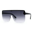 thumbnail image 4 of Minimal Oversized Half Rim Shield Flat Top Plastic Mafia Mogul Sunglasses Black - Smoke, 4 of 6