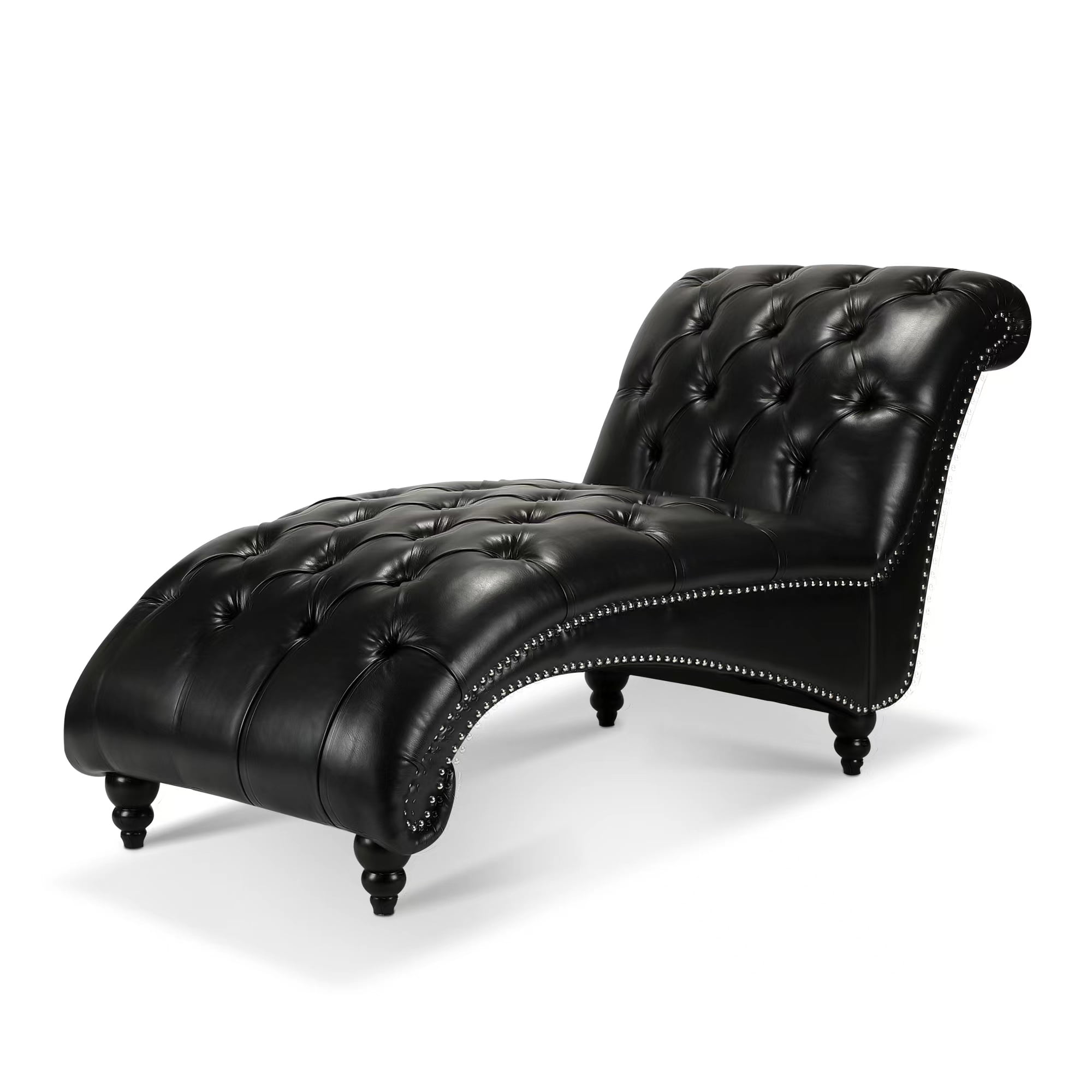 Miniyam 65.35" Tufted Armless Chaise Lounge, Black