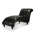 thumbnail image 6 of Harper & Bright Designs PU Leather Button-Tufted Chaise Lounge Chair Leisure Sofa Couch with Nailhead Trim and Solid Wood Legs for Indoor Living Room, Black, 6 of 11