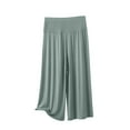 thumbnail image 2 of lmcalzta Womens Capri Pants Wide Leg Loose Fitting Elastic Waist Lightweight Stretchy Soft Lounge Pants, 2 of 6