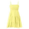 thumbnail image 5 of Qwertyu Boho Dresses for Women 2025 Flowy Boho Adjustable Sun Dress Smocked Ruffle Sleeveless Square Neck Mini Dress Yellow XL, 5 of 7