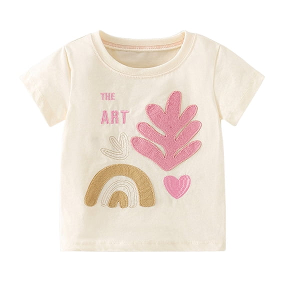 Jamsmile Toddler Girls Tshirts Summer Short Sleeve Cartoon Print T Shirts Casual Round Neck Cute Tee Shirts Tops Daily Wear