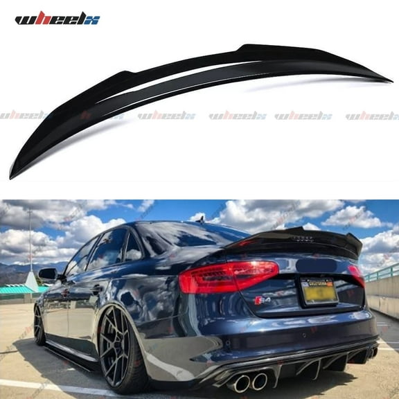 Rear Spoiler Compatible with 2013-2016 Audi A4 S4, PSM Style High Kick Fit for B8.5, Exterior Duckbill Spoiler Trunk Tail Deck Lid Wing Lip (Glossy Black)