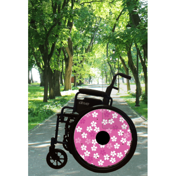 18 inches Wheelchair Accessories| Wheels covers for Wheelchairs|  Enhances Aesthetics, Easy Install/Remove, Lightweight, High Quality | Perfect Gift, New Matt Finish (Cherry Blossom)