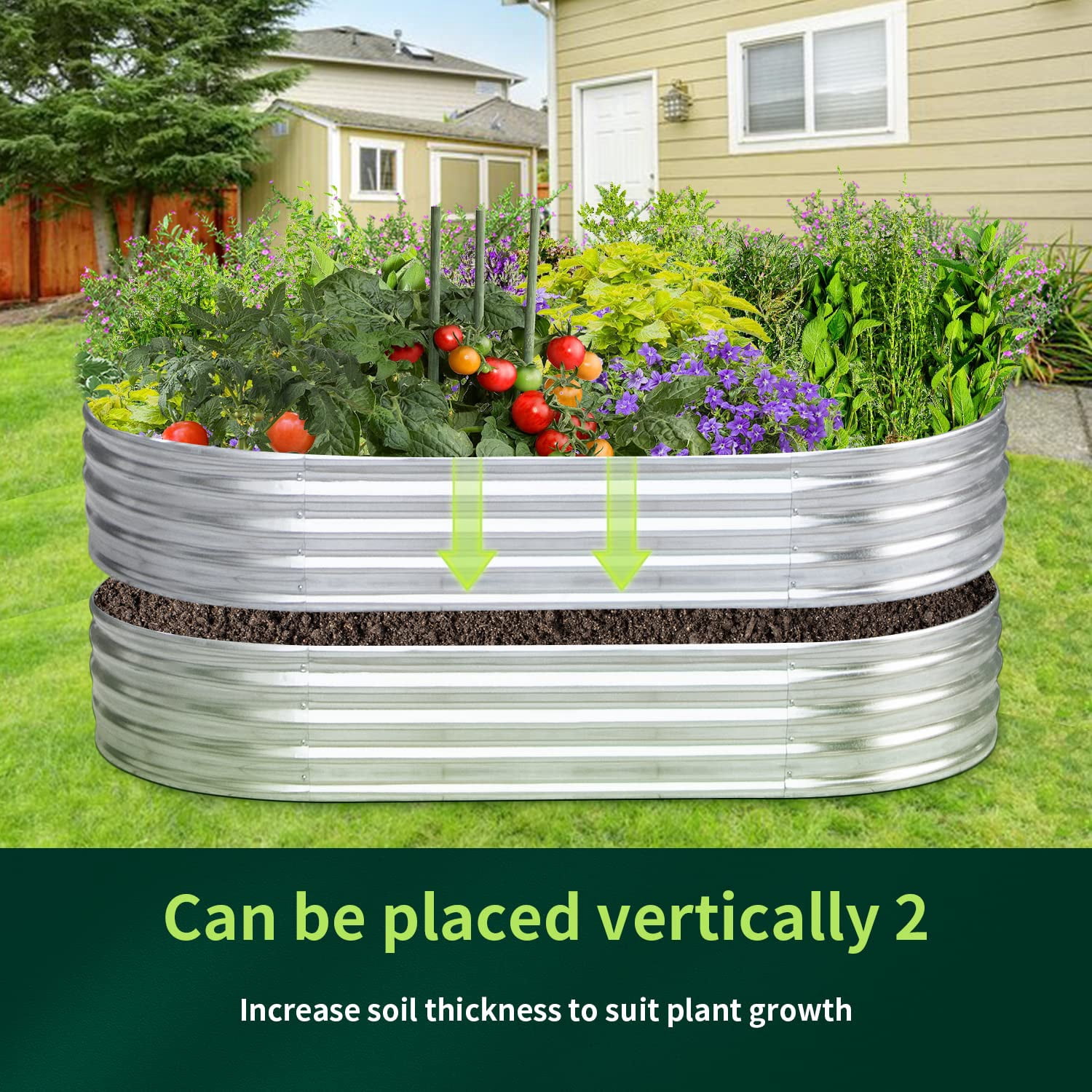 Galvanized Planters 6x3x1ft Raised Garden Bed Outdoor Planters for Vegetables Flowers Raised Planter Galvanized Steel Garden Planter Box , Silver