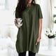 thumbnail image 2 of Camiseta larga holgada informal de manga corta con cuello redondo y bolsillos para mujer OD Green XL, 2 of 5