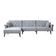 thumbnail image 2 of Mid Century Style Microfiber Velvet Futon Sectional, Light Grey, 2 of 6