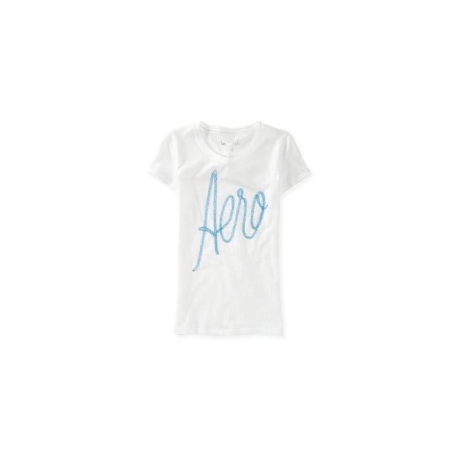Aeropostale - Camiseta con adornos aerodinámicos para mujer, color blanco, pequeño Aeropostale Camiseta adornada