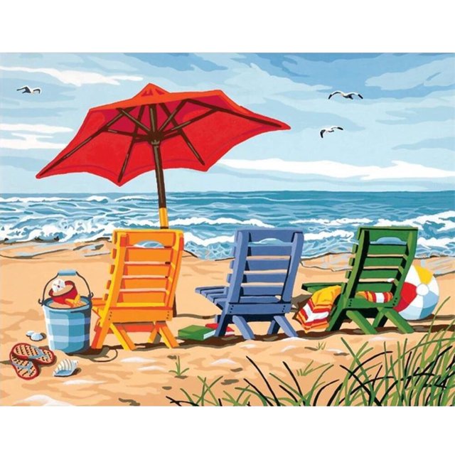 Drill Diamond Painting (DB6031) 5D DIY Kits de mosaico de punto de cruz completo (Z1056 Beach) 30x40cm Hugtrwg Para estrenar