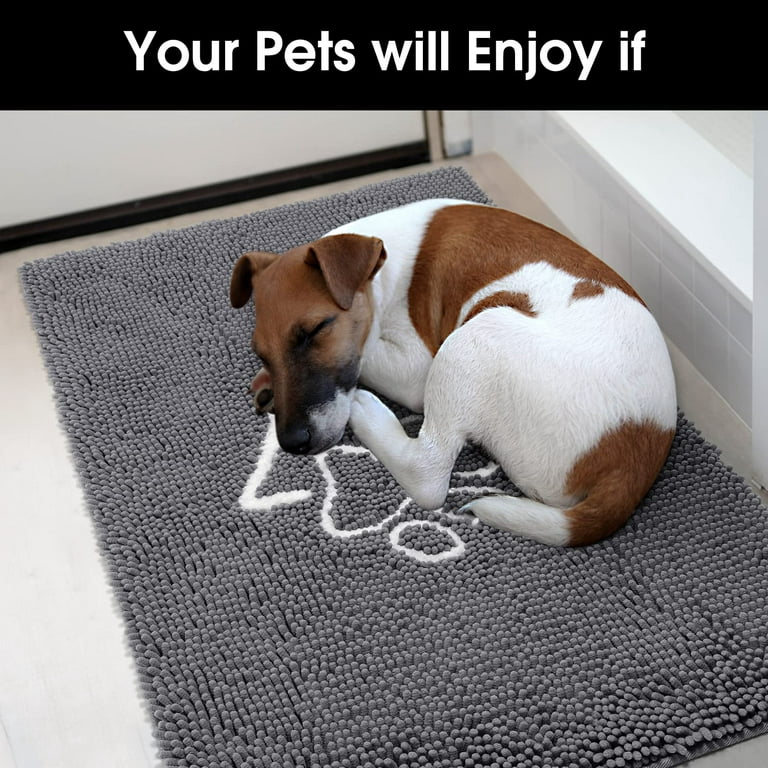 Door Mat Absorbent Dog Rug, Washable Entryway Rug, Plush Dog Mat for Muddy  Paws