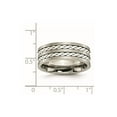thumbnail image 2 of Titanium 925 Sterling Silver Inlay 8mm Brushed and Oxidized Band Ring Size 14.5 Ring for Women and Men, 2 of 2