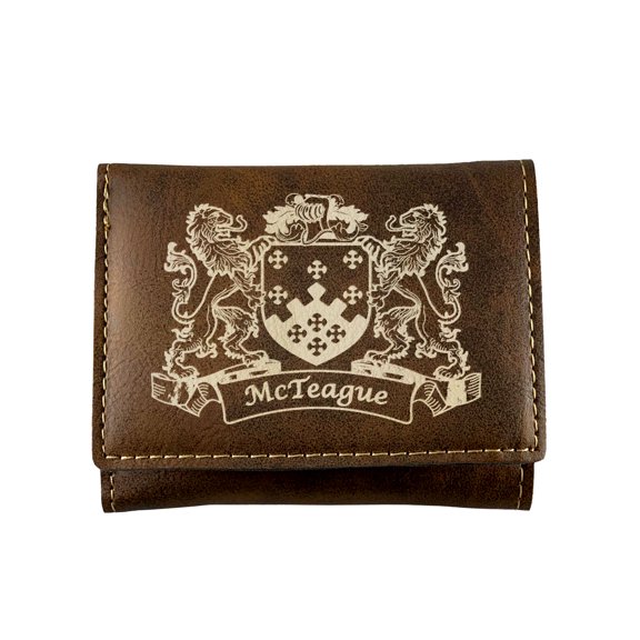 McTeague Irish Coat of Arms Rustic Leather Wallet