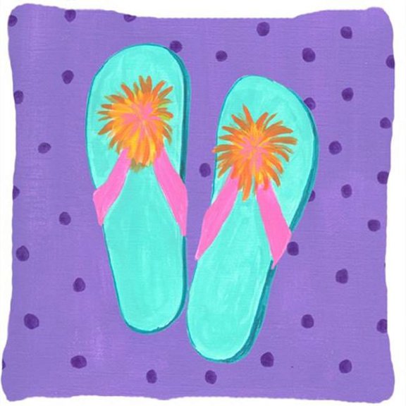 Carolines Treasures LD6152PW1414 Flip Flops Purple Indoor & Outdoor Fabric Decorative Pillow