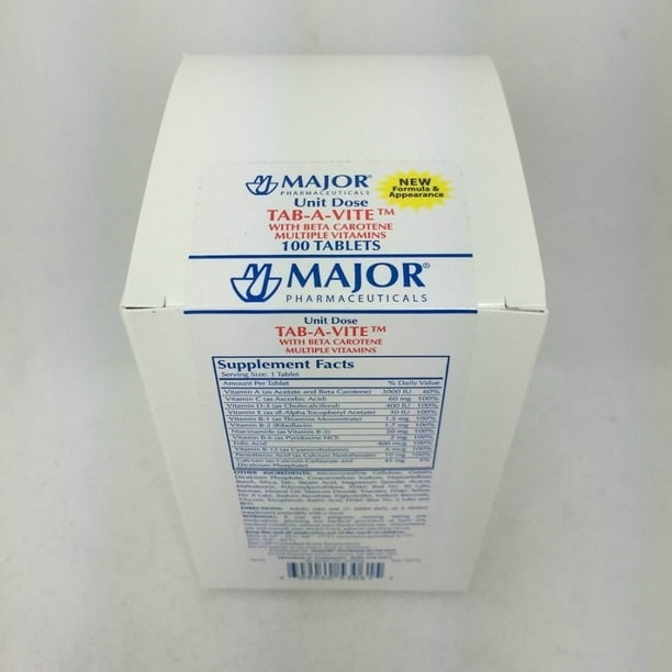 Major TabAVite w/Beta Carotene Multivitamins, 100ct