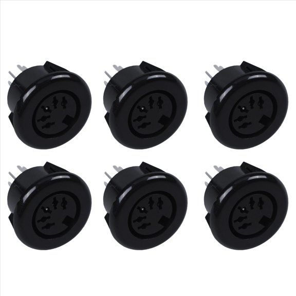 6X Female 5 Pin DIN Plug Panel Mounted Keyboard Cable Connector Adapter,6 x DIN 5 Pin Socket Adapter,Silver Tone, Black