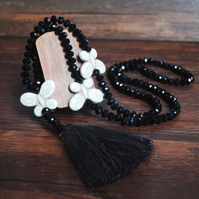 Teissuly Long Tassel Necklace Natural Pearls Chains Necklaces Hand-Knotted Crystal Beaded Necklace Teissuly WER202401221317