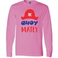 thumbnail image 3 of Inktastic Ahoy Matey, Pirate Hat, Skull and Bones - Red Blue Long Sleeve T-Shirt, 3 of 5