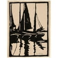 thumbnail image 2 of Christian Rohlfs 12x14 Black Ornate Wood Framed Double Matted Museum Art Print Titled: Sailboats in the Harbor (1905-1910), 2 of 5