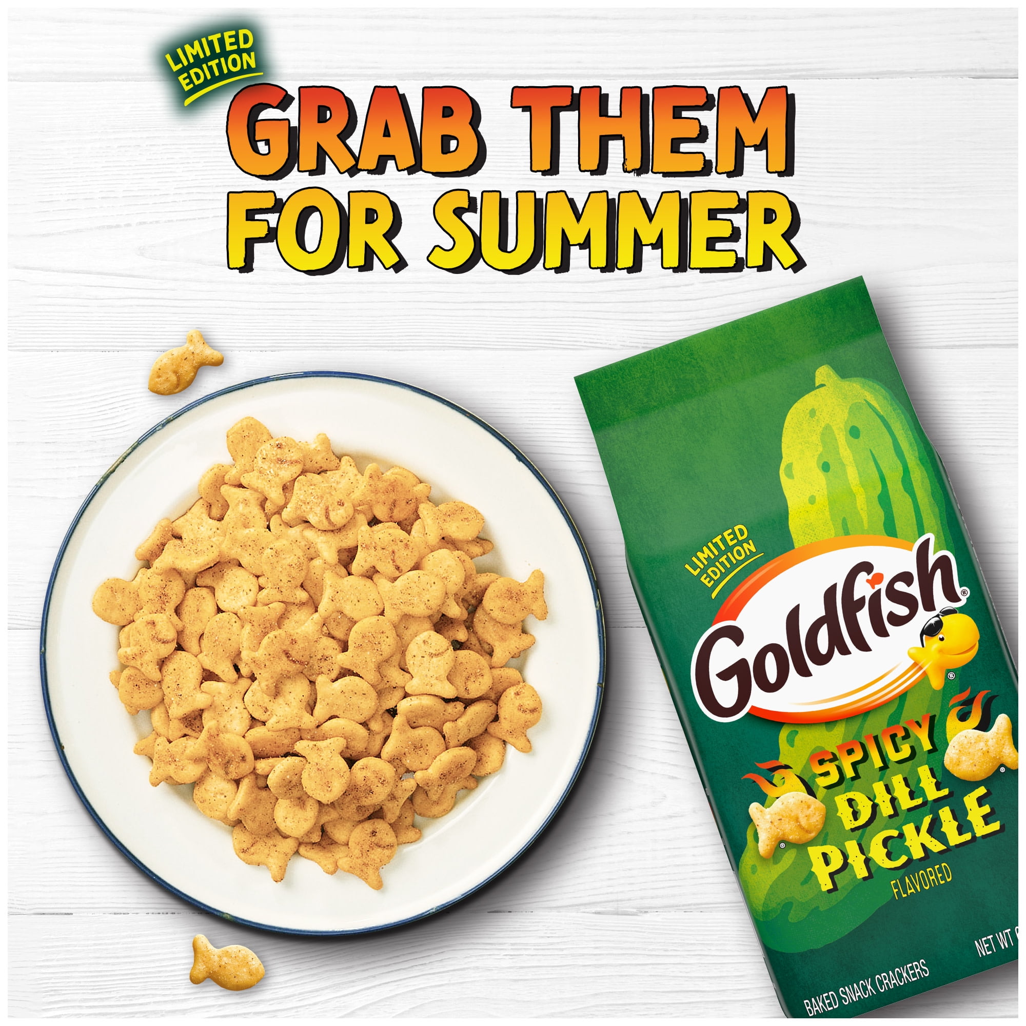 (6 pack) Goldfish Spicy Dill Pickle Flavored Crackers, 6.1 oz Bag
