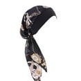 thumbnail image 2 of Sonducket Pañuelo para la cabeza para mujer, gorro de dormir preatado a la moda, tocado con textura suave, accesorios para el cabello para la vida diaria Sombreros cadena negra Sonducket AP009762-09, 2 of 6