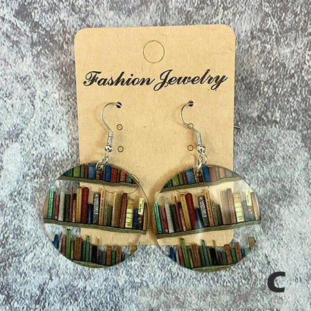

ZAGHNRENJ 1 Pair Book Nook Earrings Creative Librarian Book Lover Earrings Modern Statement Bookshelf Acrylic Dangle Earrings Gift for Women Girls AAX-761