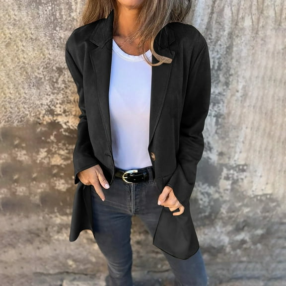 ZHENHONG Faux Leather Jackets for Women, Suede Long Coat Women Fall Winter Button Down Oversized Jackets Lightweight Cardigan Trench CoatsJackets for Women