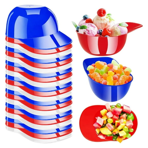 36 Pack Baseball Helmet Bowls - 8oz Plastic Snack Cups - Party Supplies - Red, Blue, White red,blue,white 8 oz