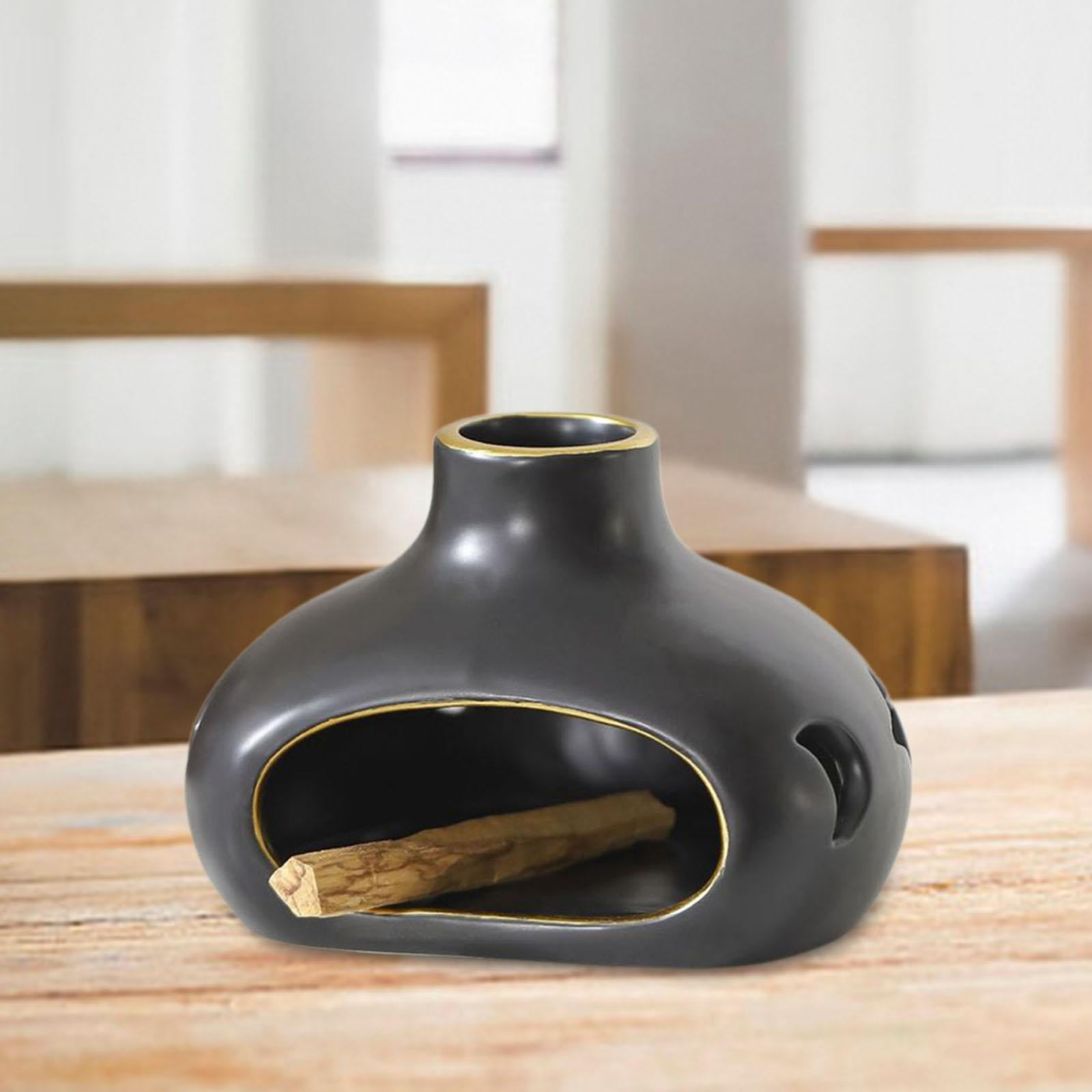 Baoblaze Holder Ceramic Incense Burner Holder for Fireplace Farmhouse Yoga Black