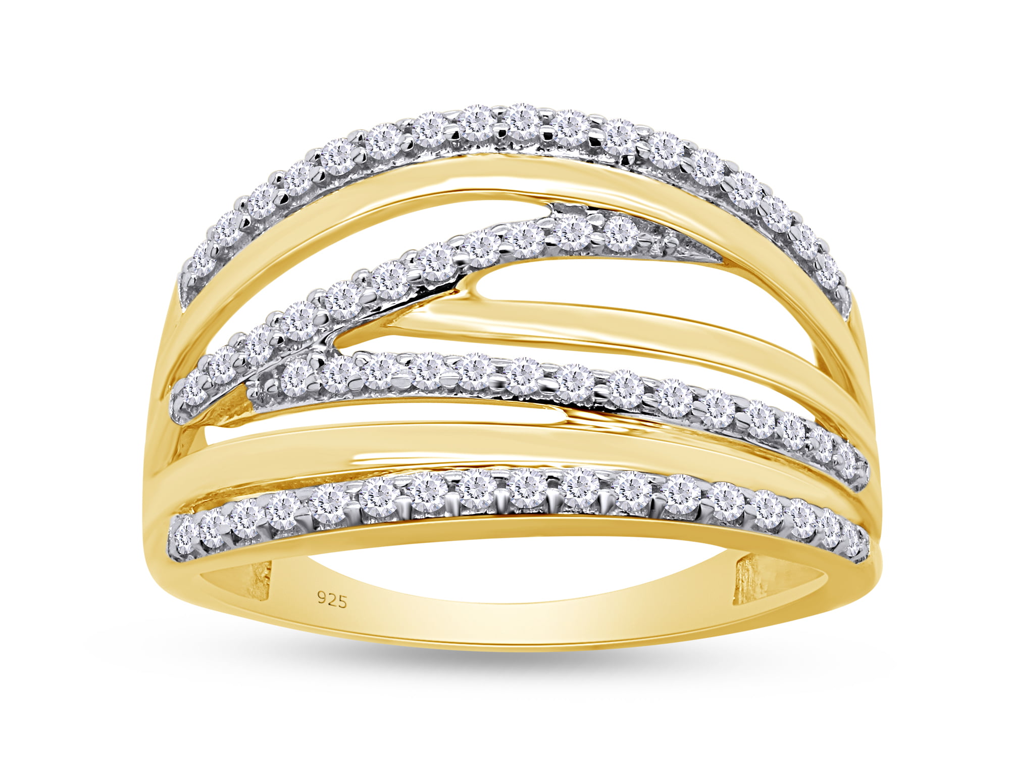 Multi-Cut Cubic Zirconia Eternity Ring in Gold-Plated Sterling Silver