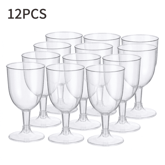 ROSEXIXI Clear Plastic Cups, 12 Pack 5.3 Oz Stemmed Wine Glasses Disposable Champagne Flutes Elegant Mocktail Plastic Goblets For Weddings Parties Wine Tasting And Dessert Cups Puddings