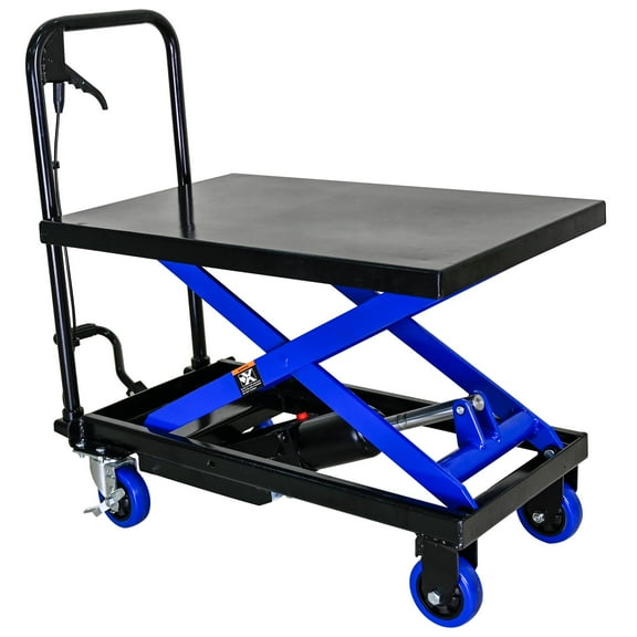 Hydraulic Lift Table Cart, Manual Single Scissor Lift Table with 4 Wheels and Non-Slip Pad, 500lbs Capacity 28.9" Lifting Height, Hydraulic Scissor Cart for Material Handling and Transportation