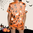 thumbnail image 7 of FEIFLY Women's Halloween Printed Pajama Blouse Tops Shorts Suit 2 Piece Pajamas Sets Holiday Loungewear Casual Set Comfortable Everyday Wear, 7 of 7