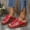 Red, variant on Orthotic Wedge Sandals for Women Leather Dressy Summer Sandal Slip On Slide Comfortable Casual Walking Shoes with Arch Support
