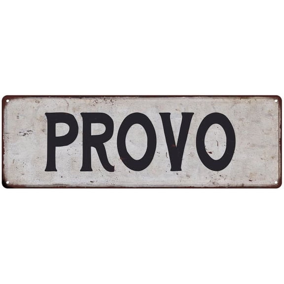PROVO Vintage Look Rustic Metal City State Sign 6 x 18 High Gloss Metal 206180041022