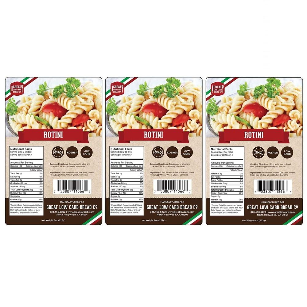 Great Low Carb Pasta Rotini Sizes 3Pack