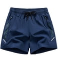 thumbnail image 7 of Hurxie Men Swim Trunks Gym Shorts with Mesh Liner Zipper Pocket Quick Dry Breathable for Workout Runing Beach Pool Dark Blue,L, 7 of 7