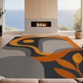 thumbnail image 2 of Design&I 2'x3' Washable Throw Rug Low Profile Daily Traffic Ready Accent Orange Gray Abstract Swirls and Leaf Motif Elegant Geometric Curves for Hallway, Laundry Room, 2 of 7