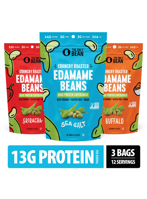 The Only Bean Crunchy Roasted Edamame Beans, 4 oz (3 Pack)