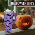 thumbnail image 3 of 40oz Halloween Tumbler with Handle & Straw - Skull & Bat Design, Insulated Stainless Steel Cup - Great Halloween Gift for Women, Men, Teens, Adults, 3 of 6